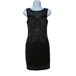 Nikibiki Women's Black Studded Lined Body Con Sleeveless Dress Size Small